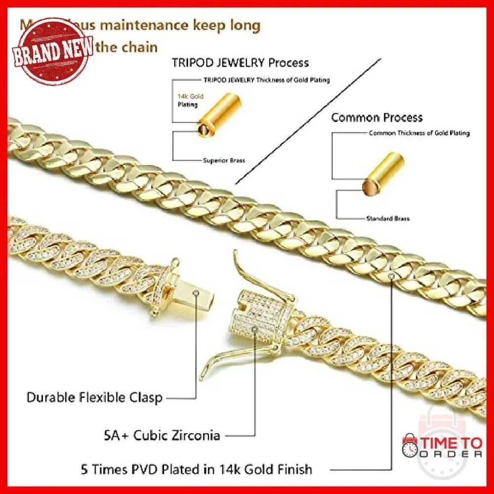 14K Gold Plated Cuban Link Chain Necklace 22